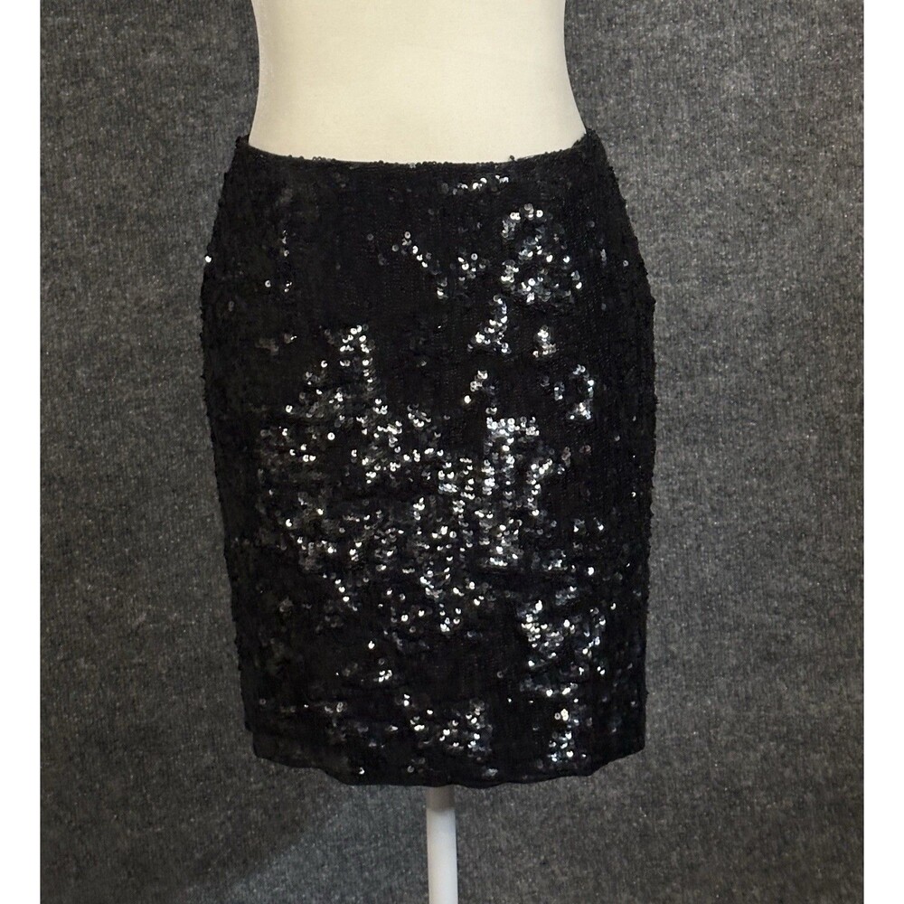 Lauren Ralph Lauren Black Sequin Pencil Skirt Size 10 Petite CH6210